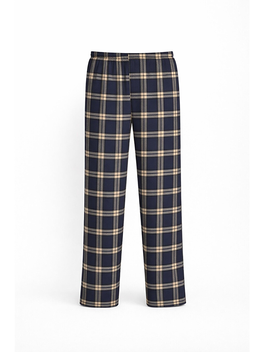 İndigo Erkek %100 Doğal Organik Pamuk Büyük Beden Ekose Cepli Kaliteli Battal Pijama Altı-1
