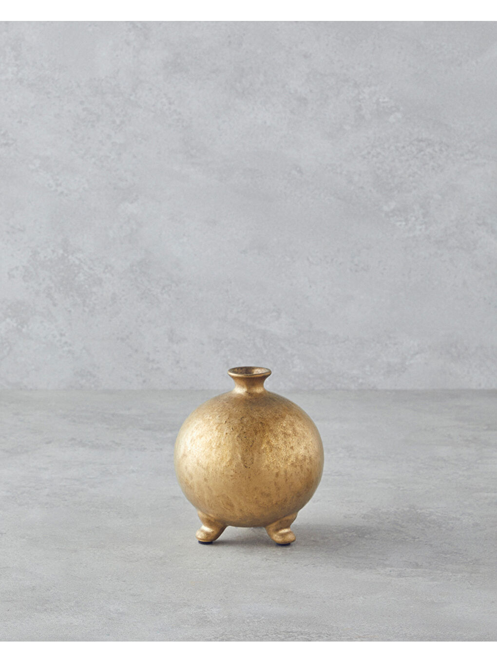 Sarı Tresa Seramik Vazo 14 cm Gold