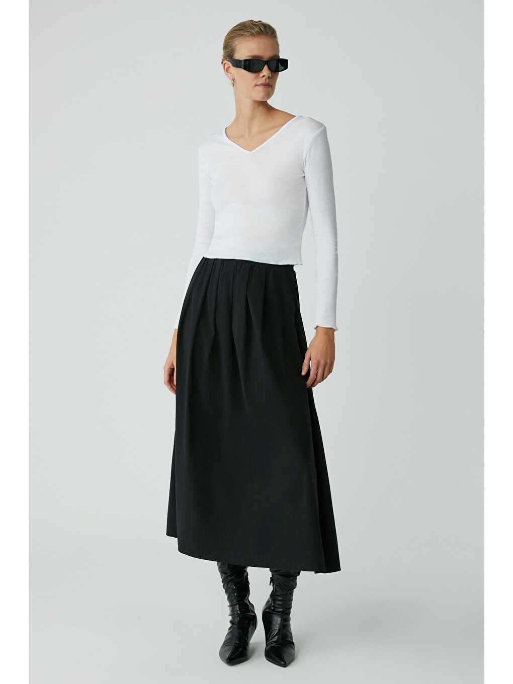 Modest Bleıne Kadın Relaxed Lastikli Bel Siyah Etek-2