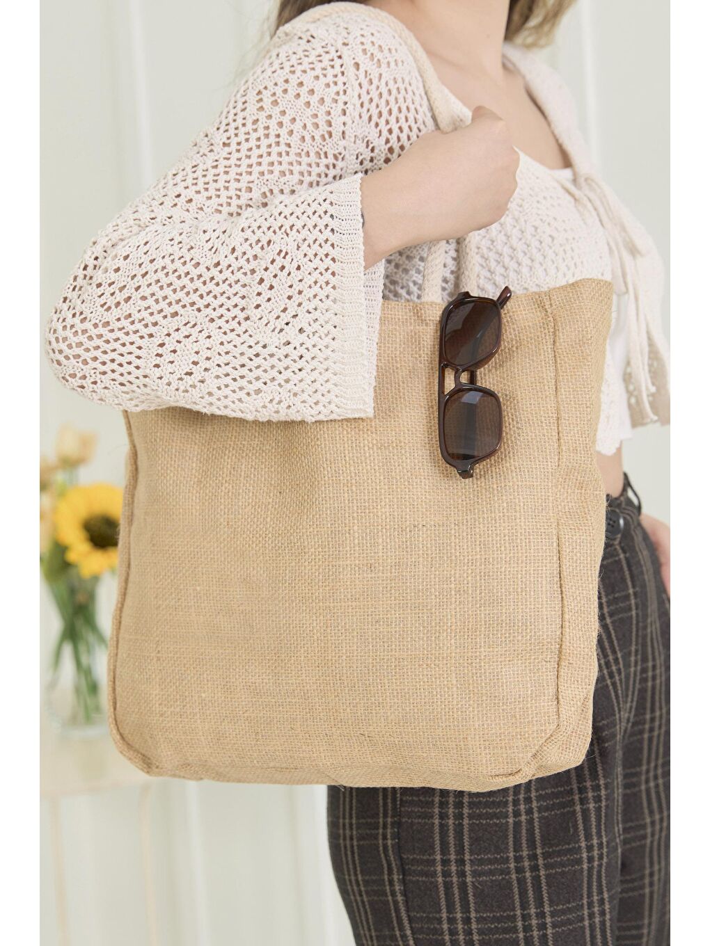 Bej Kadın Vizon Hasır ÇANTA - 22564-1