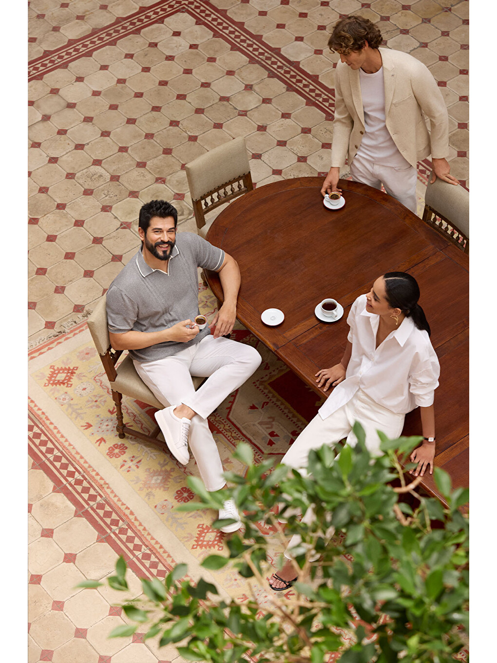Erkek Gri Standart Fit %100 Pamuk Jakarlı Polo Yaka Triko Tişört-3