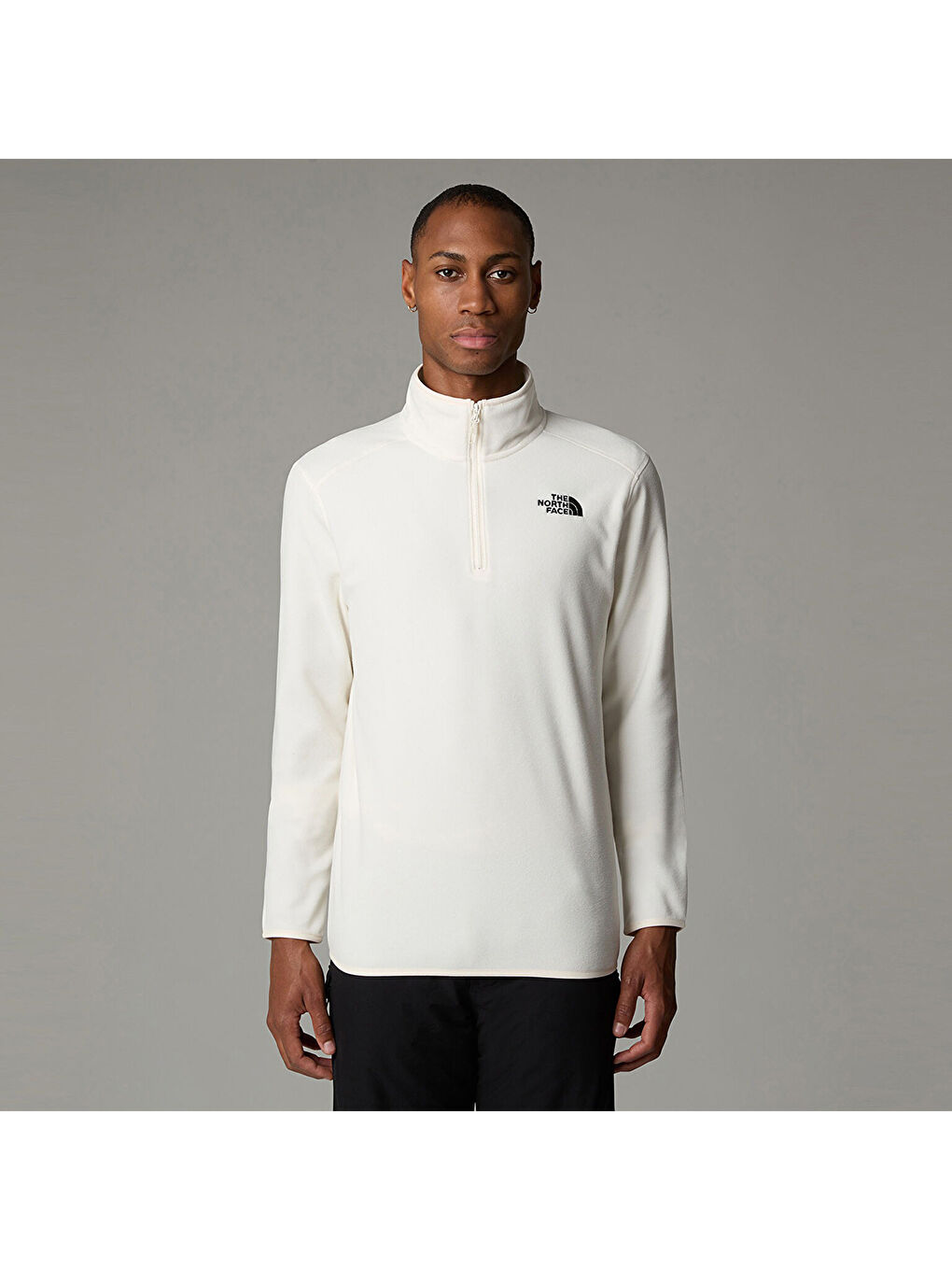 The North Face 100 Glacier 1/4 Zip Erkek Beyaz Dik Yaka Sweatshirt