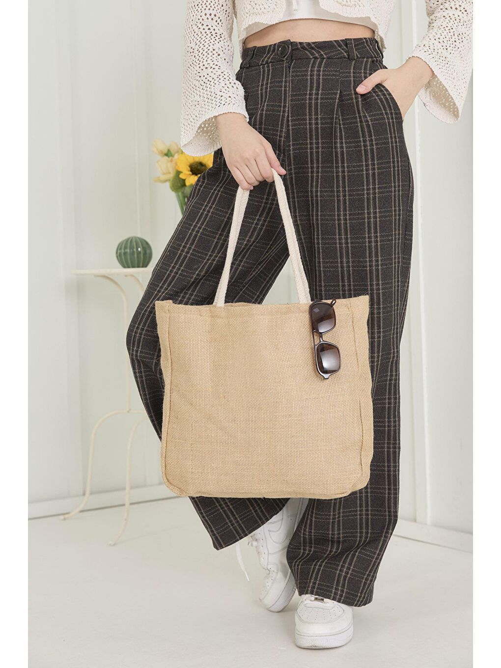 Bej Kadın Vizon Hasır ÇANTA - 22564-2