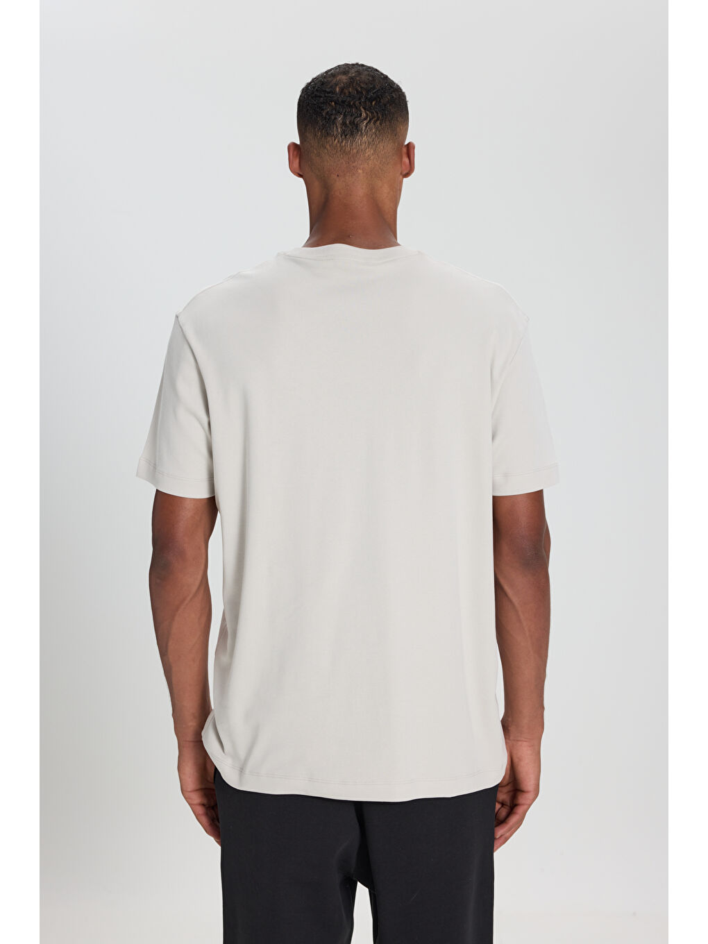 Bej Erkek Taş %100 Pamuk Modern Fit Normal Kesim Bisiklet Yaka Tişört-6