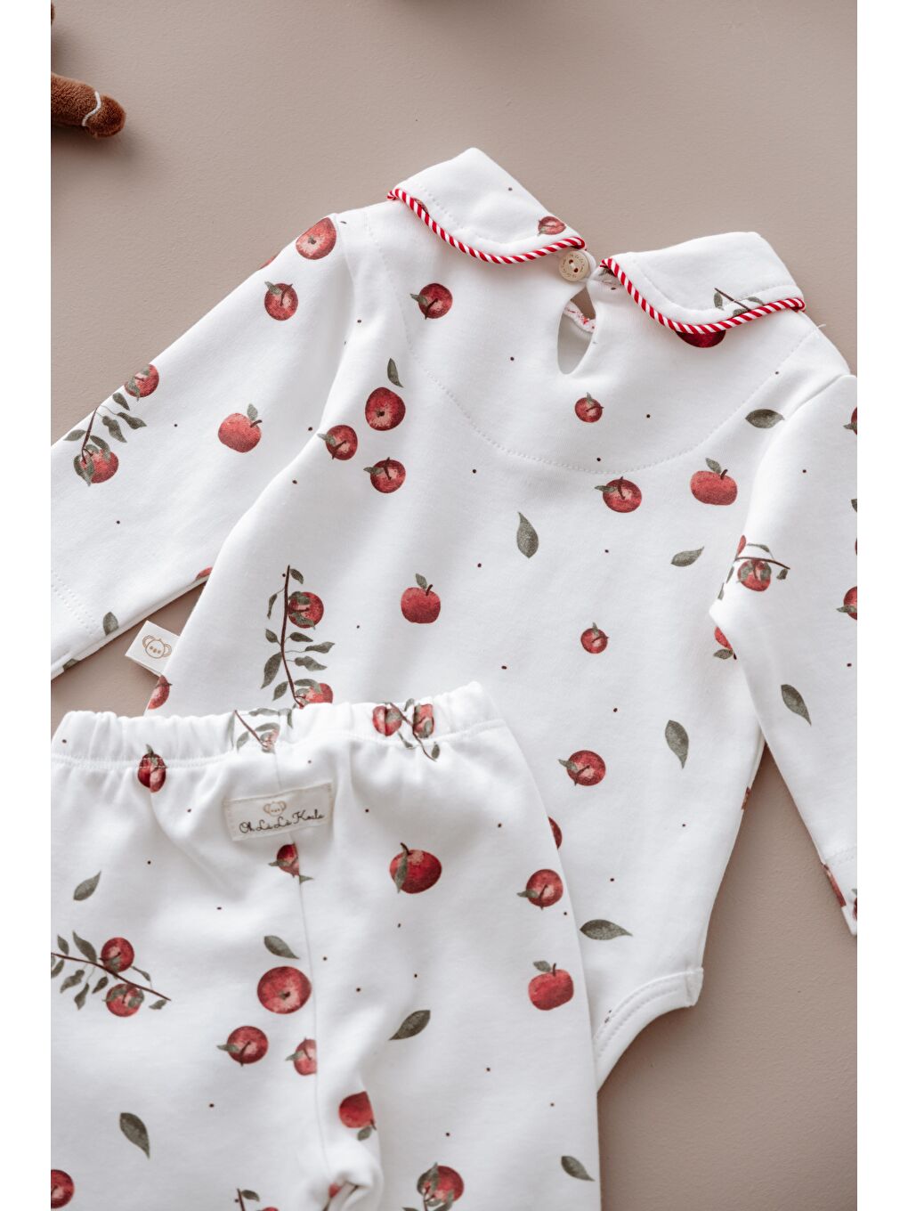 Beyaz Puffy Sleep Elma Serisi Body Tayt Takım-2