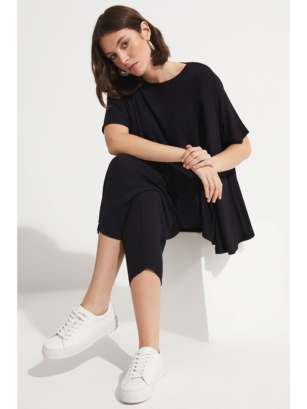 Siyah Beli Lastikli Pantolon-3