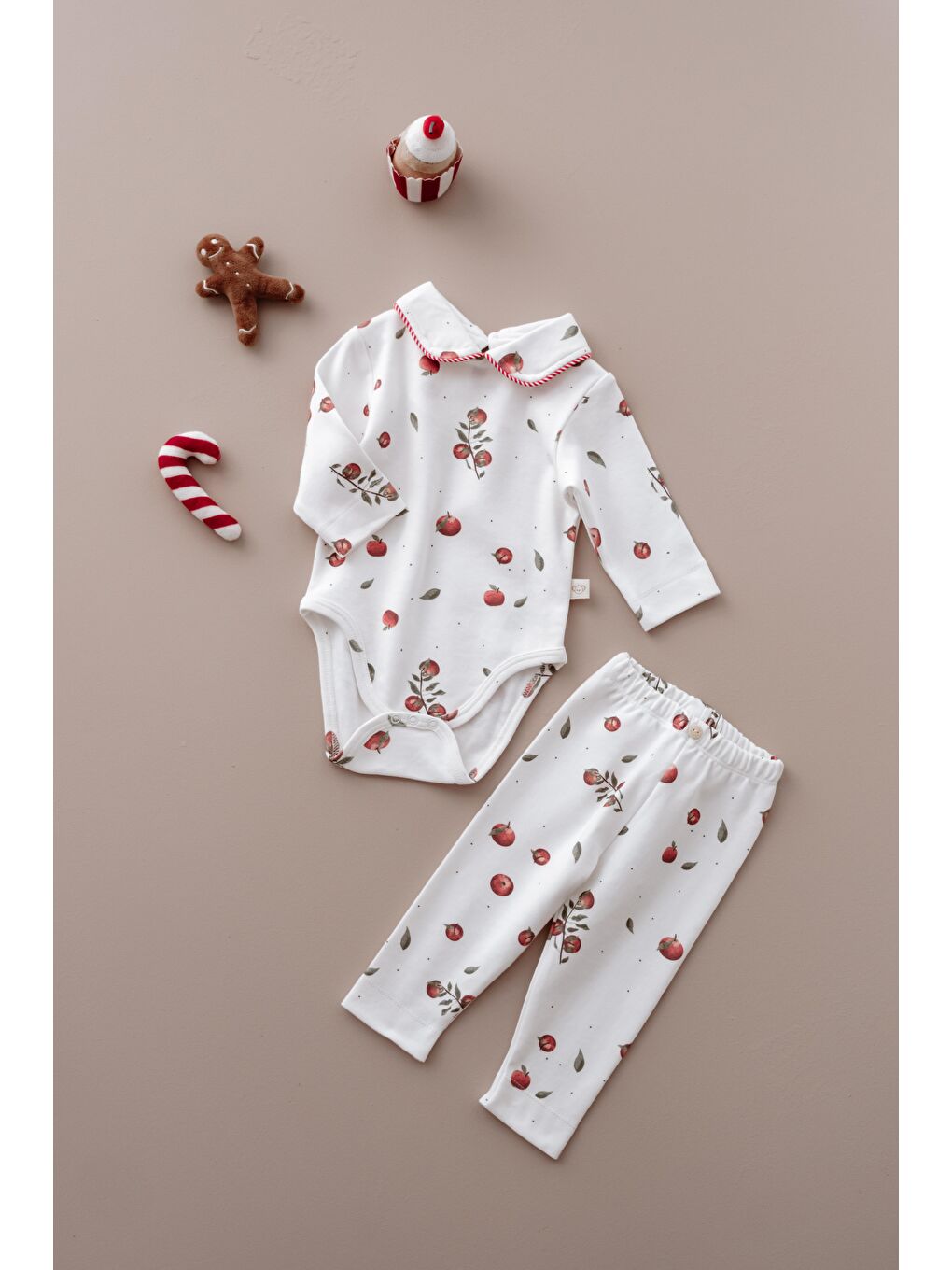 Beyaz Puffy Sleep Elma Serisi Body Tayt Takım-3