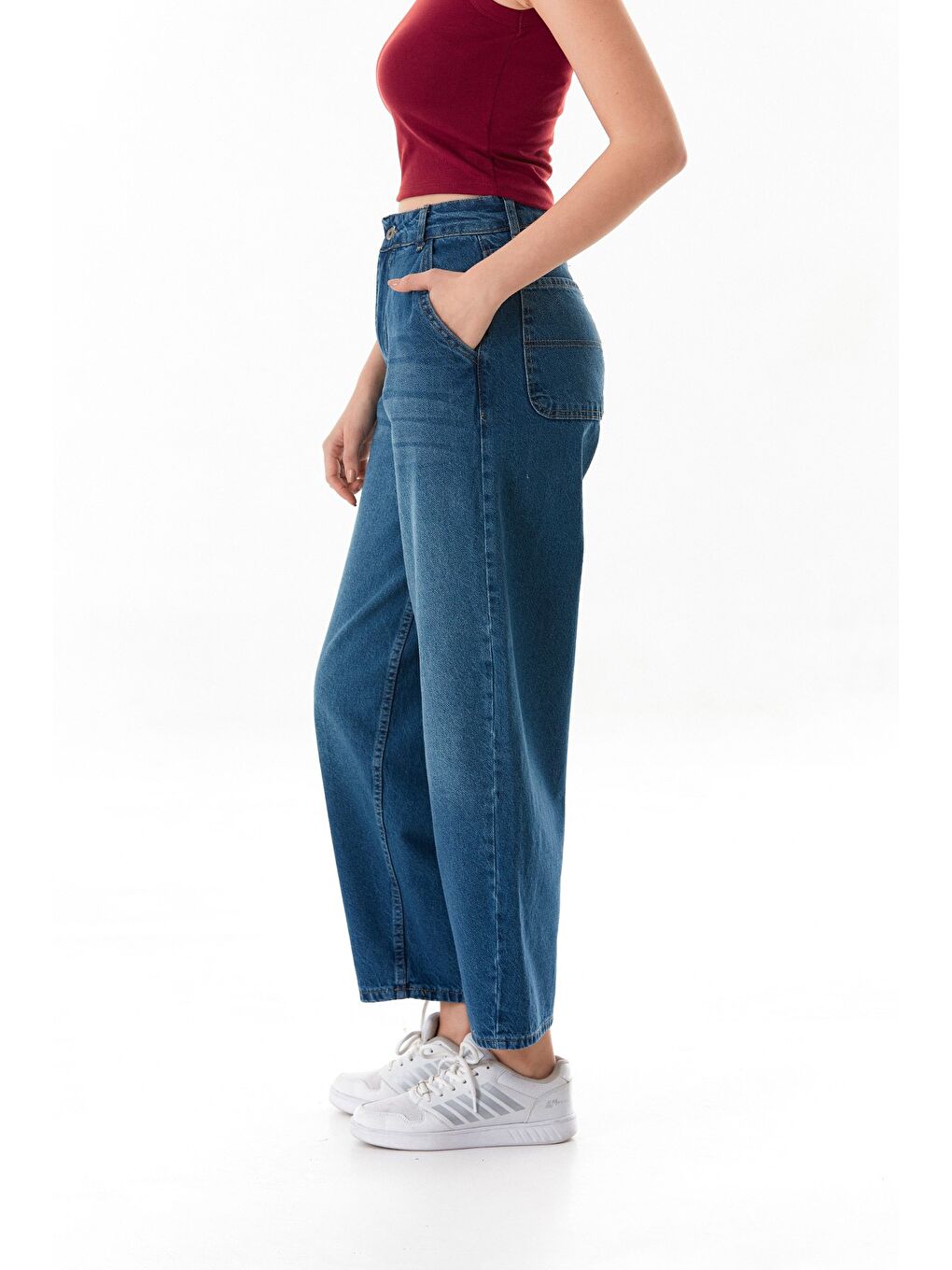 Mavi Fermuarlı Şalvar Jean-2
