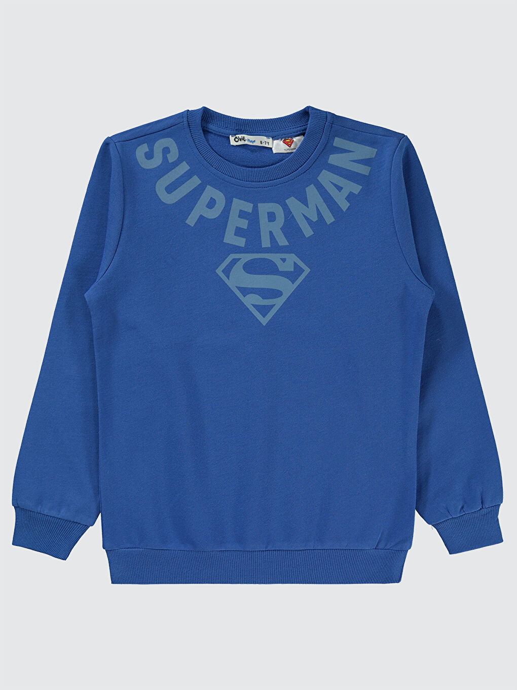 Civil Superman Erkek Çocuk Sweatshirt 6-9 Yaş Saks Mavisi