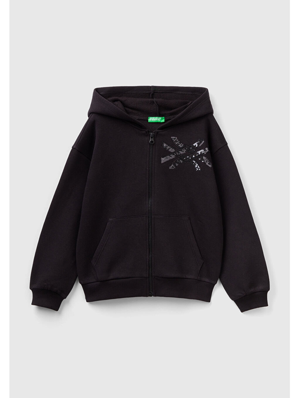 Kız Çocuk Siyah  Logo Baskılı Sweatshirt