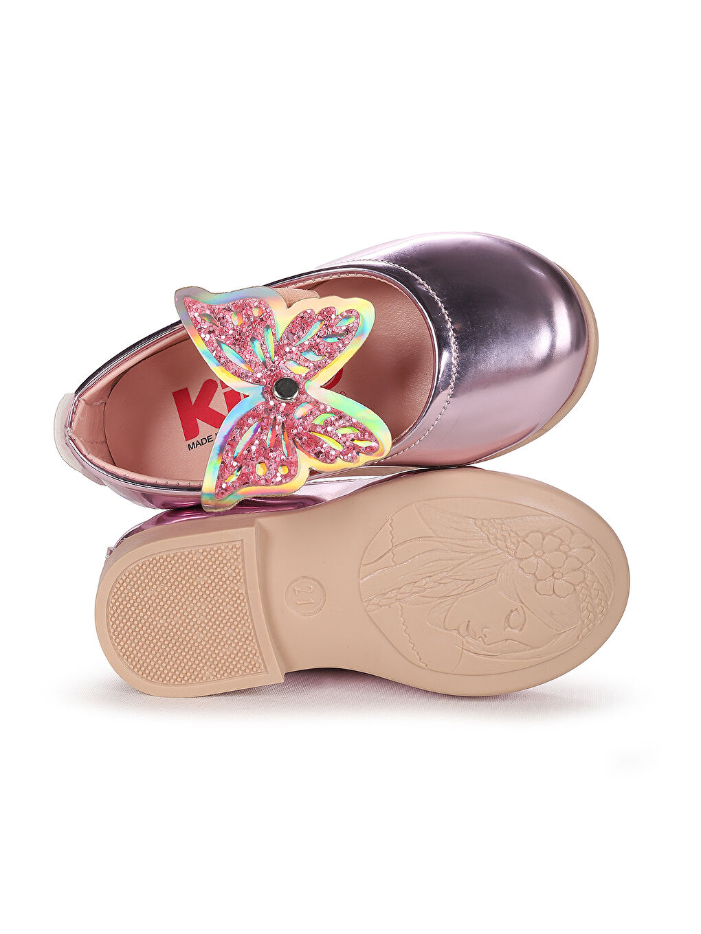 Pembe Ayna Menz Kelebek Lastikli Kız Bebek Babet Ayakkabı-4