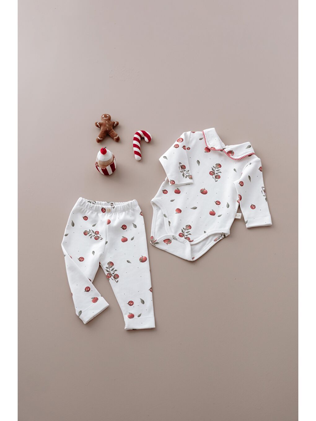 Beyaz Puffy Sleep Elma Serisi Body Tayt Takım-8