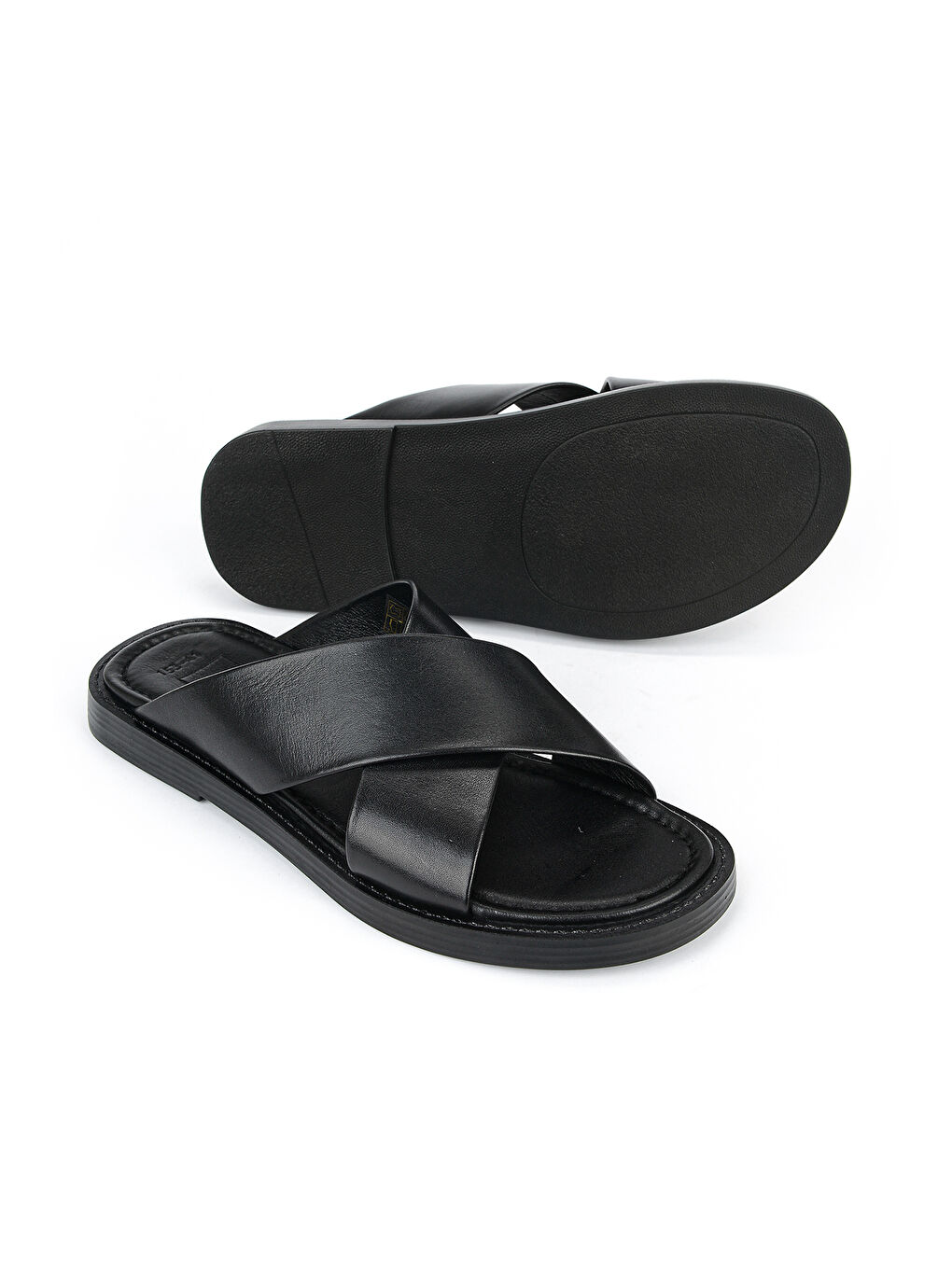 Erkek Hakiki Deri Terlik 1611045ZM153 Siyah-3