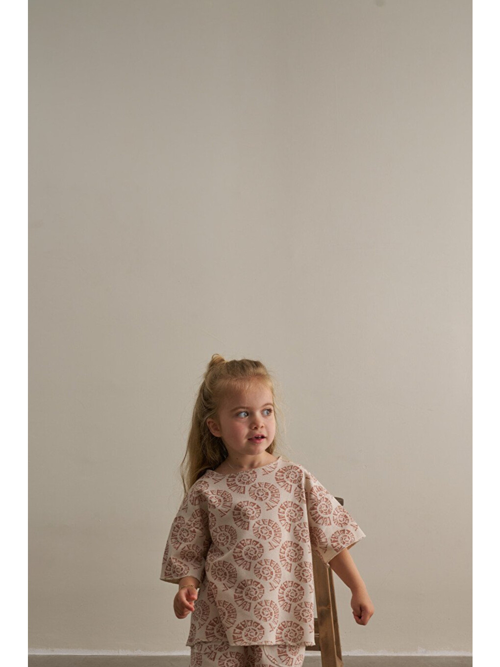 Bej Boho Bloom Serisi Waffle T-shirt