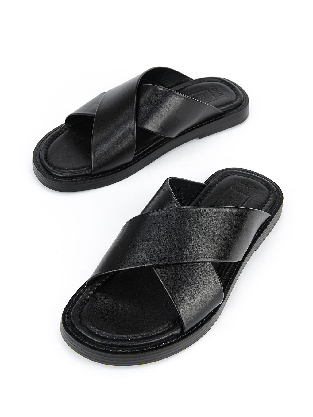 Erkek Hakiki Deri Terlik 1611045ZM153 Siyah-4