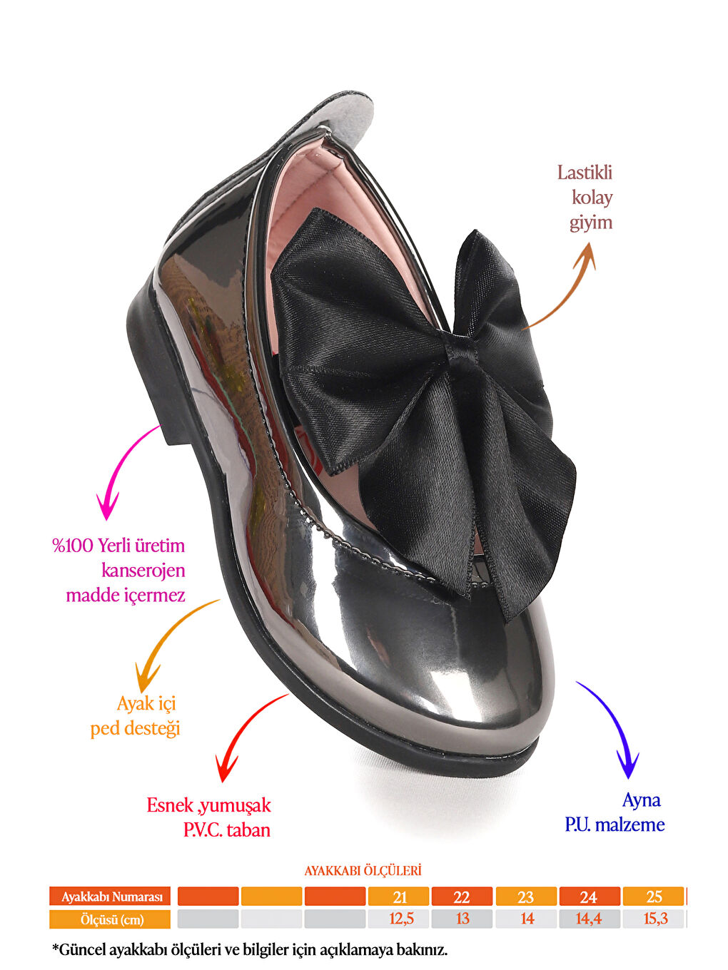 Bej Tari Ayna Fiyonk Lastikli Kız Bebek Babet Ayakkabı-1