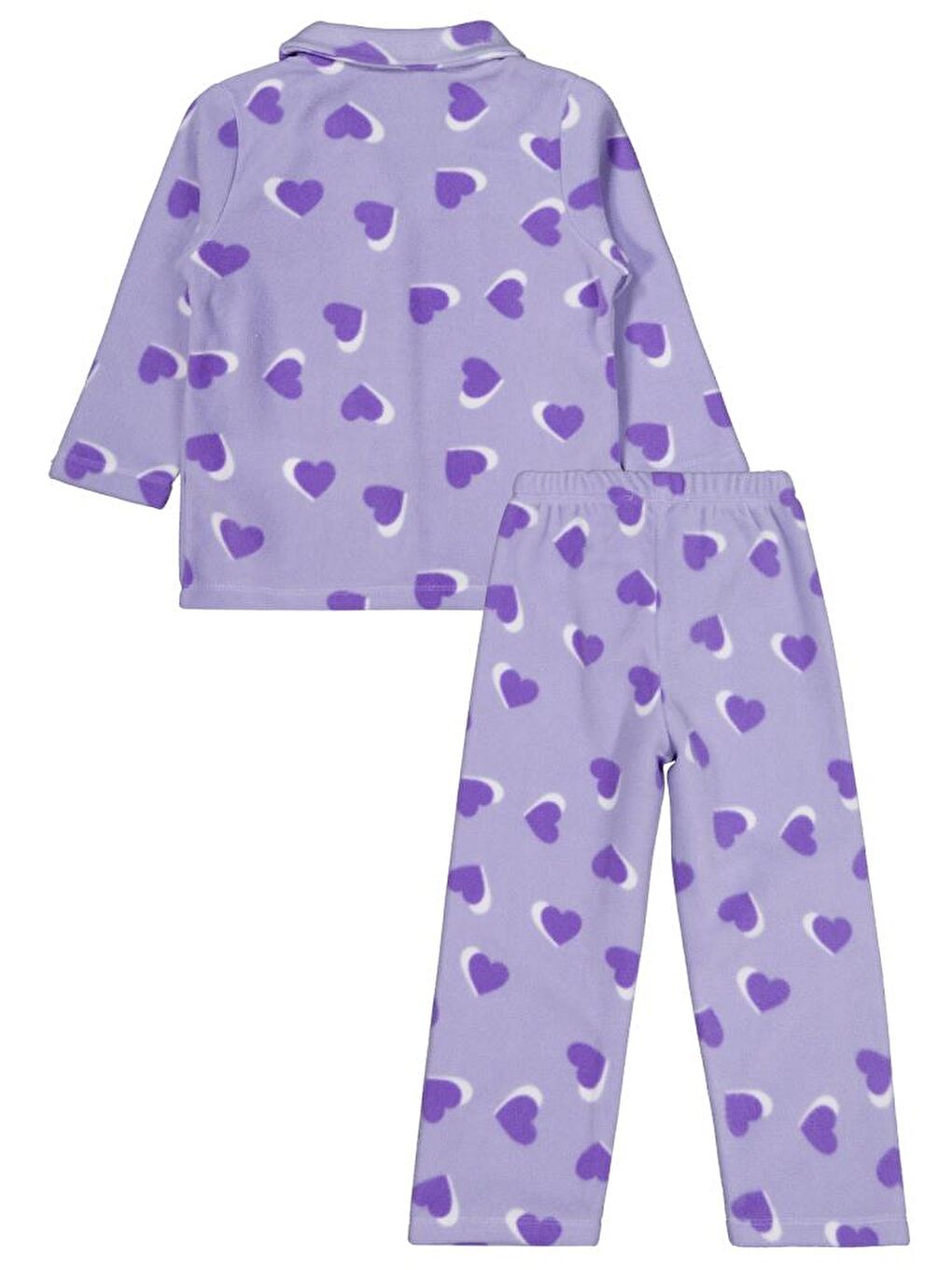 Girls Kalp Desenli 2-5 Yaş Pijama Takımı - Lila 4-5 Yaş-1