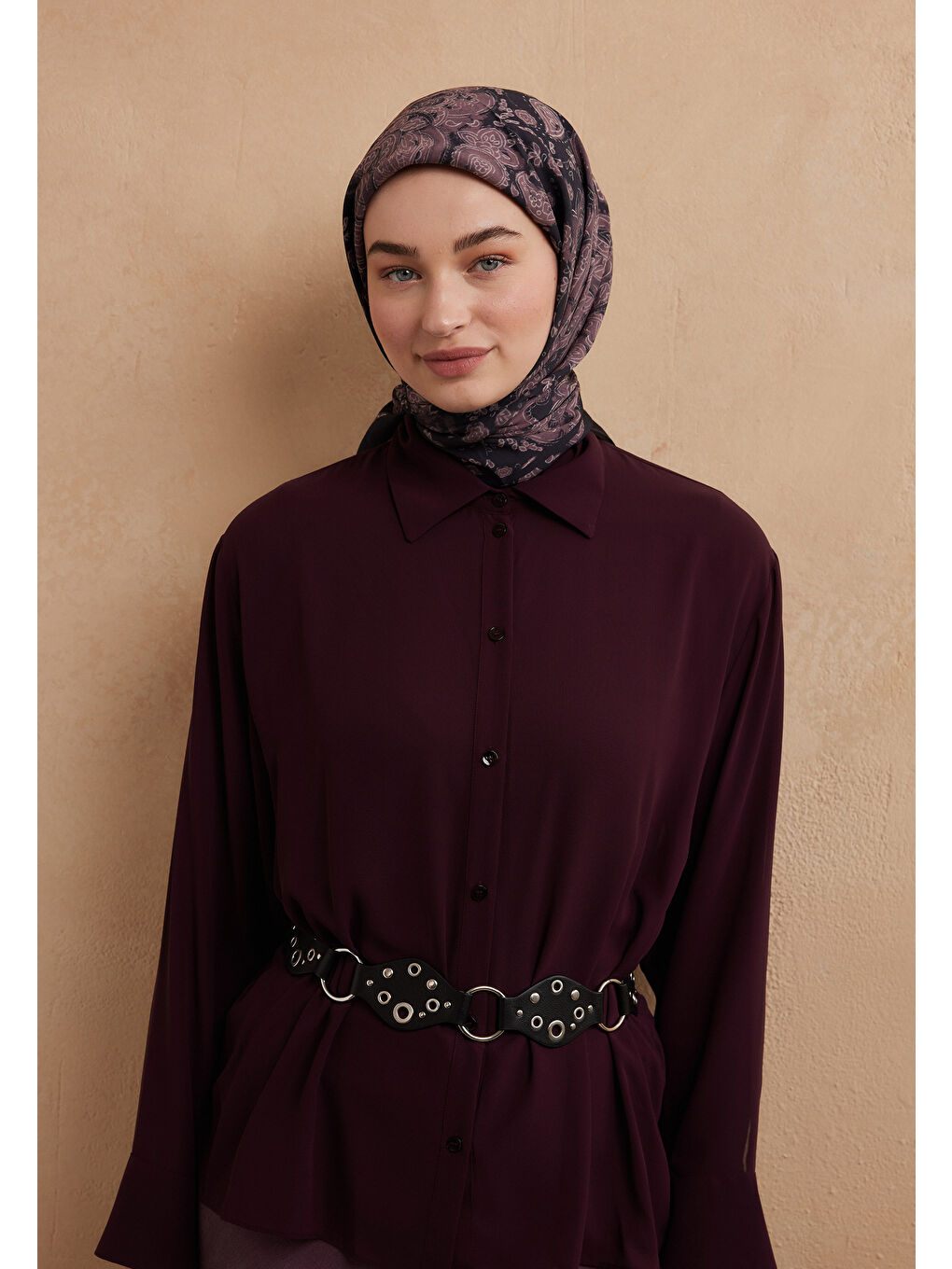 Pembe Freda Desen Pamuk İpek Eşarp Gülkurusu-1