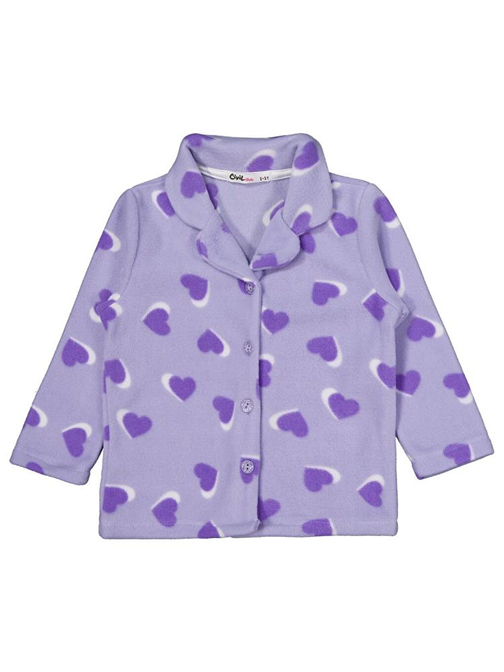 Girls Kalp Desenli 2-5 Yaş Pijama Takımı - Lila 4-5 Yaş-2