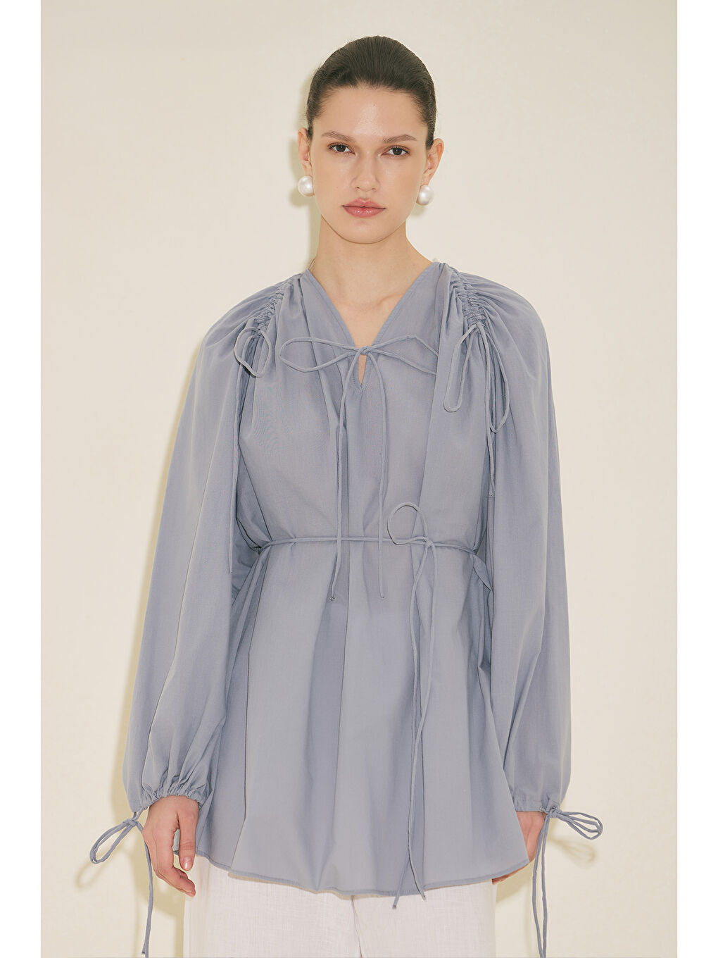 Bağlama Detaylı Tunik Mavi