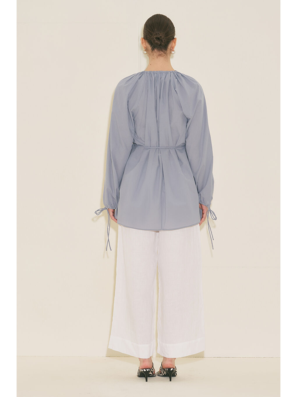 Bağlama Detaylı Tunik Mavi-1