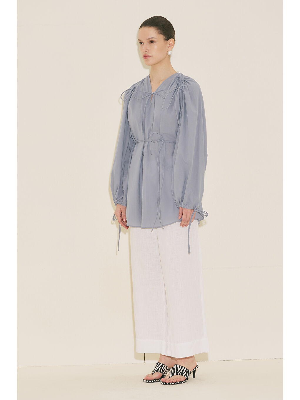 Bağlama Detaylı Tunik Mavi-3