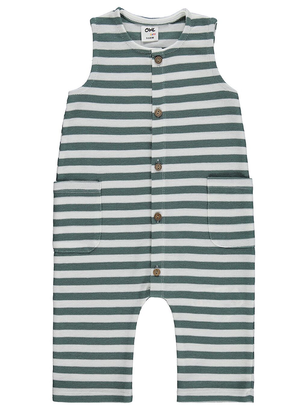 Baby Çizgili 6-18 Ay Tulum - Yeşil
