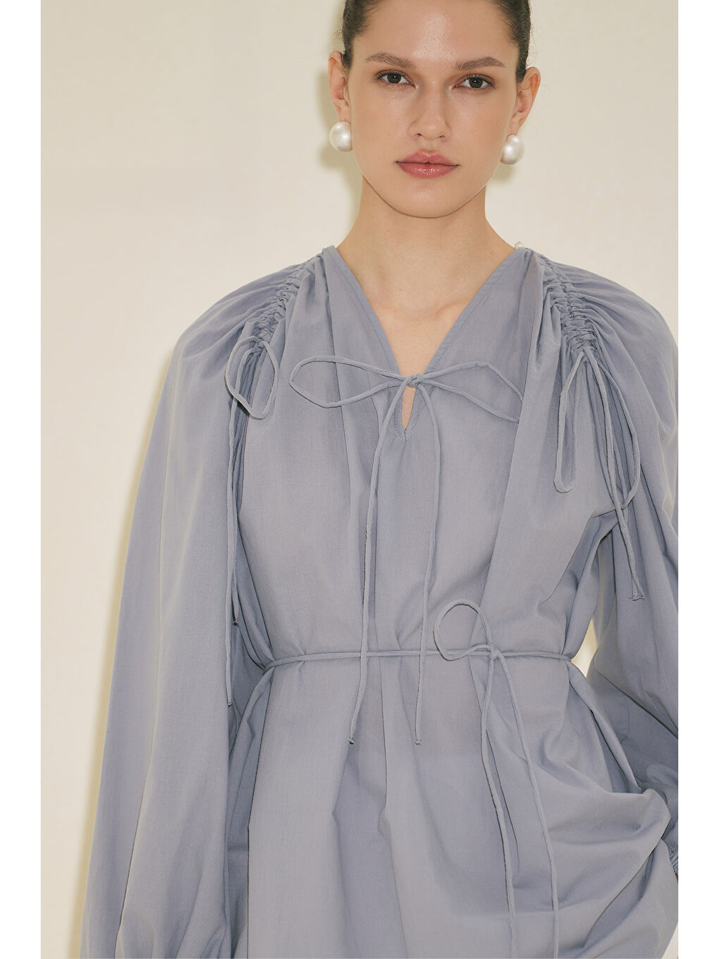 Bağlama Detaylı Tunik Mavi-6