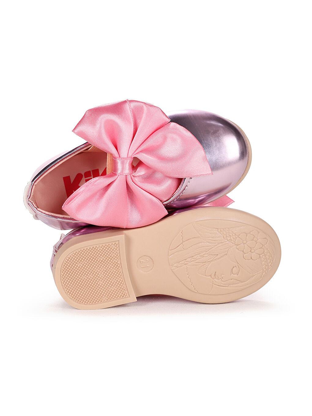 Pembe Tari Ayna Fiyonk Lastikli Kız Bebek Babet Ayakkabı-4