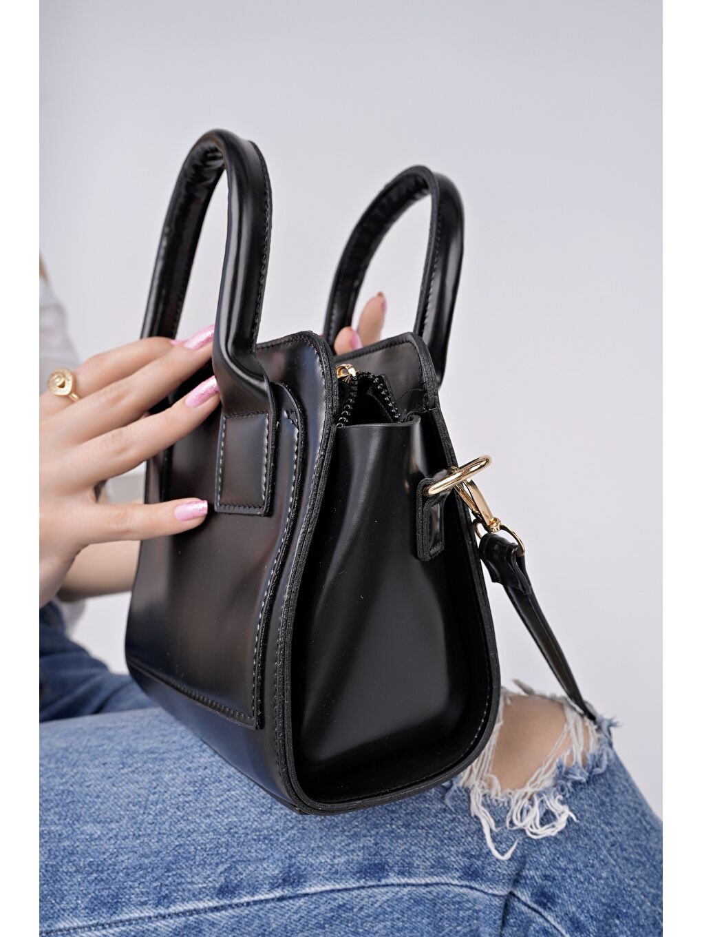 Siyah CALVİNO Kadın El ve Omuz Çantası-3