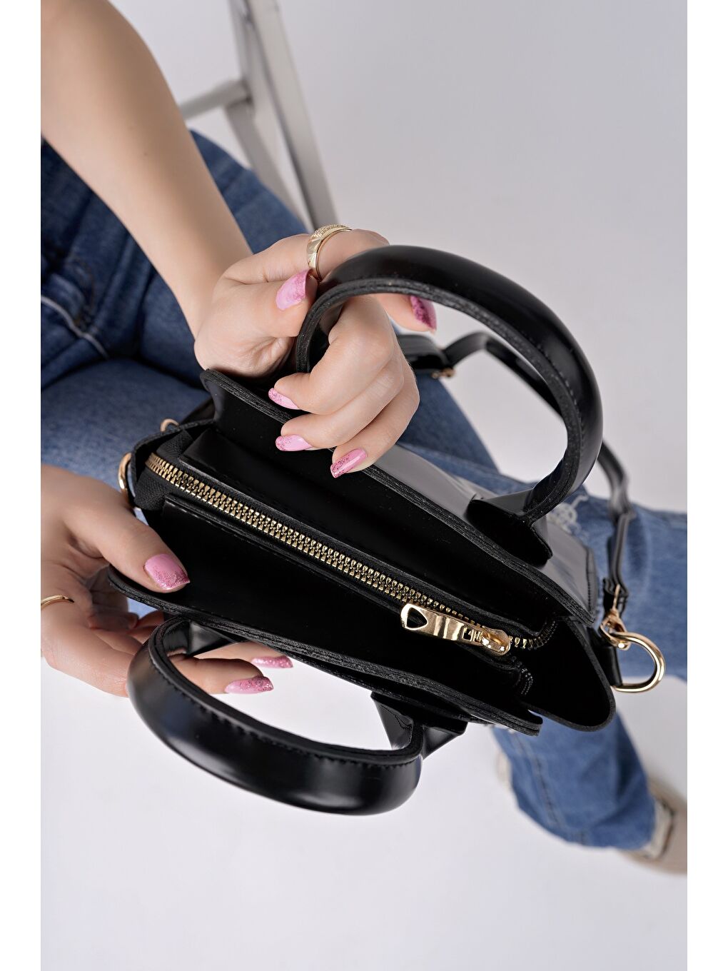 Siyah CALVİNO Kadın El ve Omuz Çantası-4