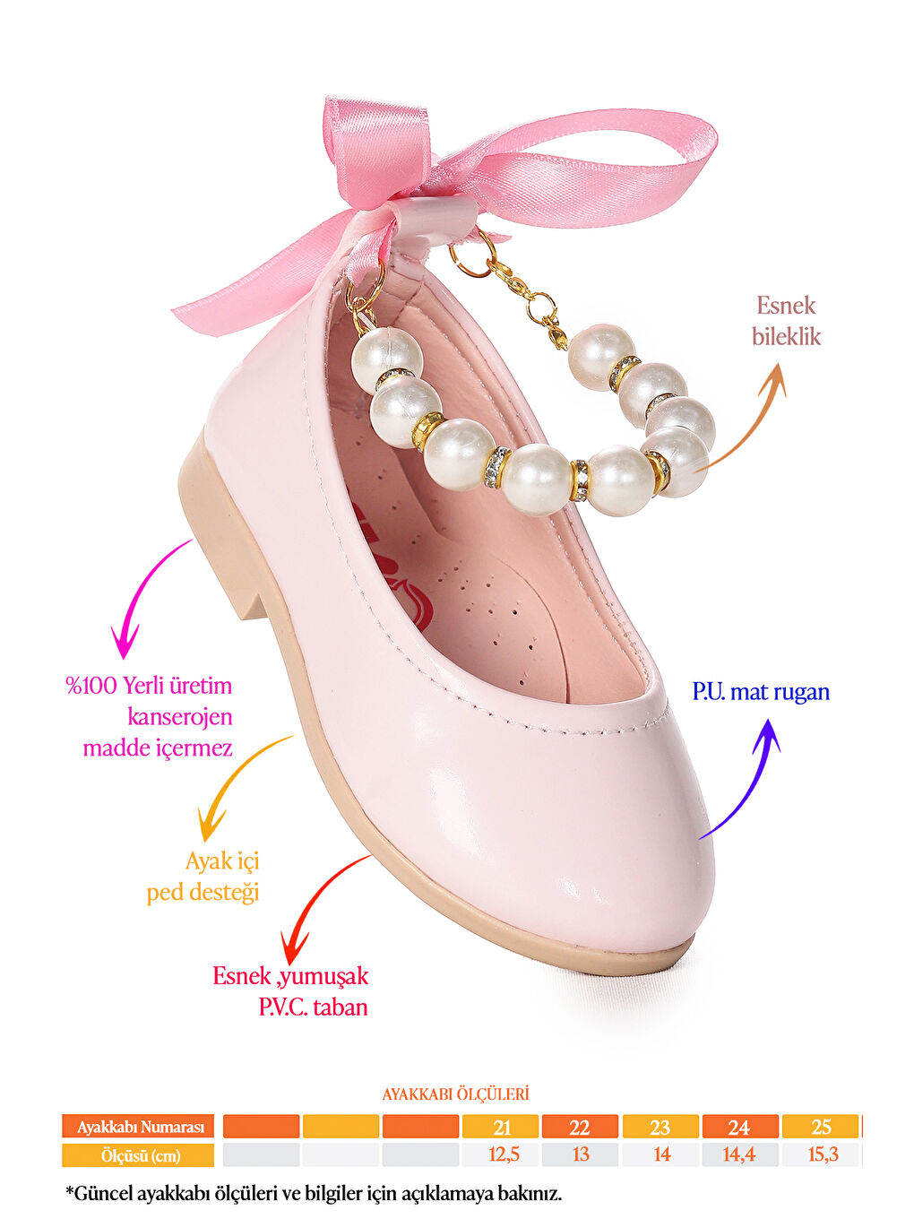 Pembe Blanch Rugan İncili Lastikli Kız Bebek Babet Ayakkabı-1