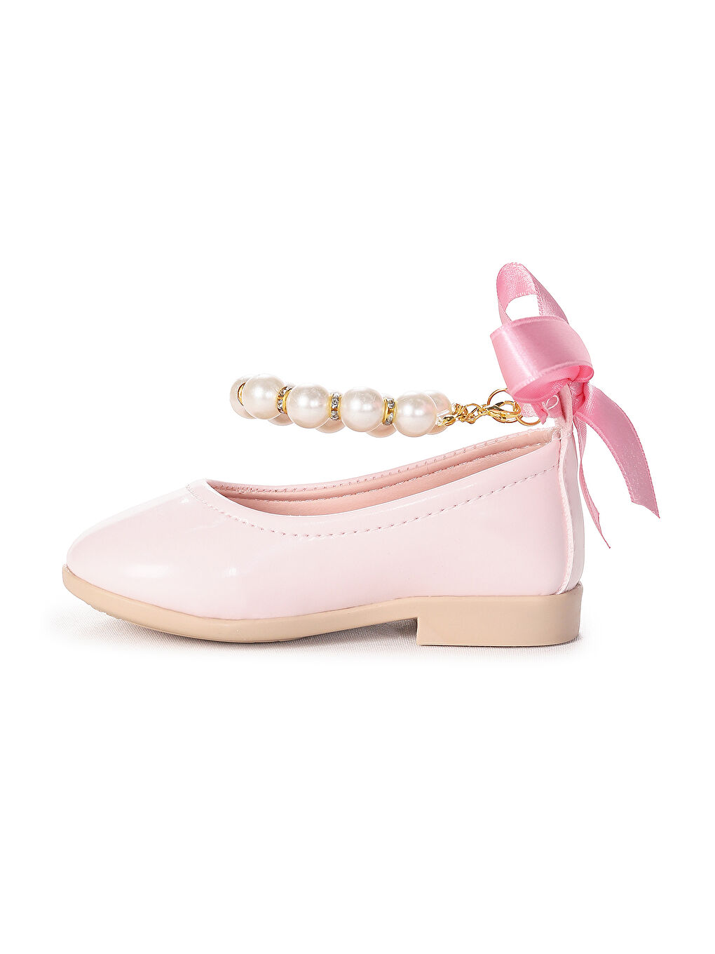 Pembe Blanch Rugan İncili Lastikli Kız Bebek Babet Ayakkabı-3