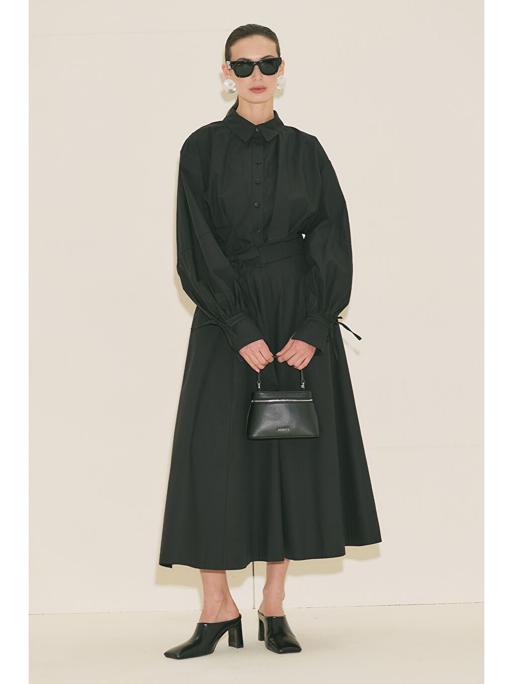 Kup Detaylı Kloş Etek Siyah-7