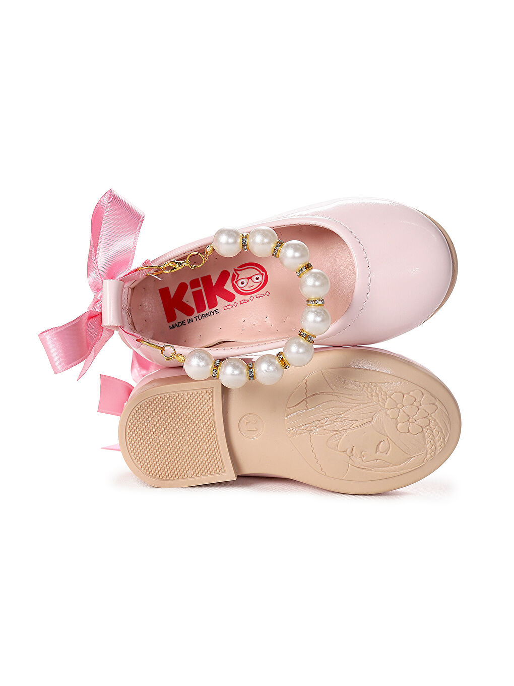 Pembe Blanch Rugan İncili Lastikli Kız Bebek Babet Ayakkabı-4