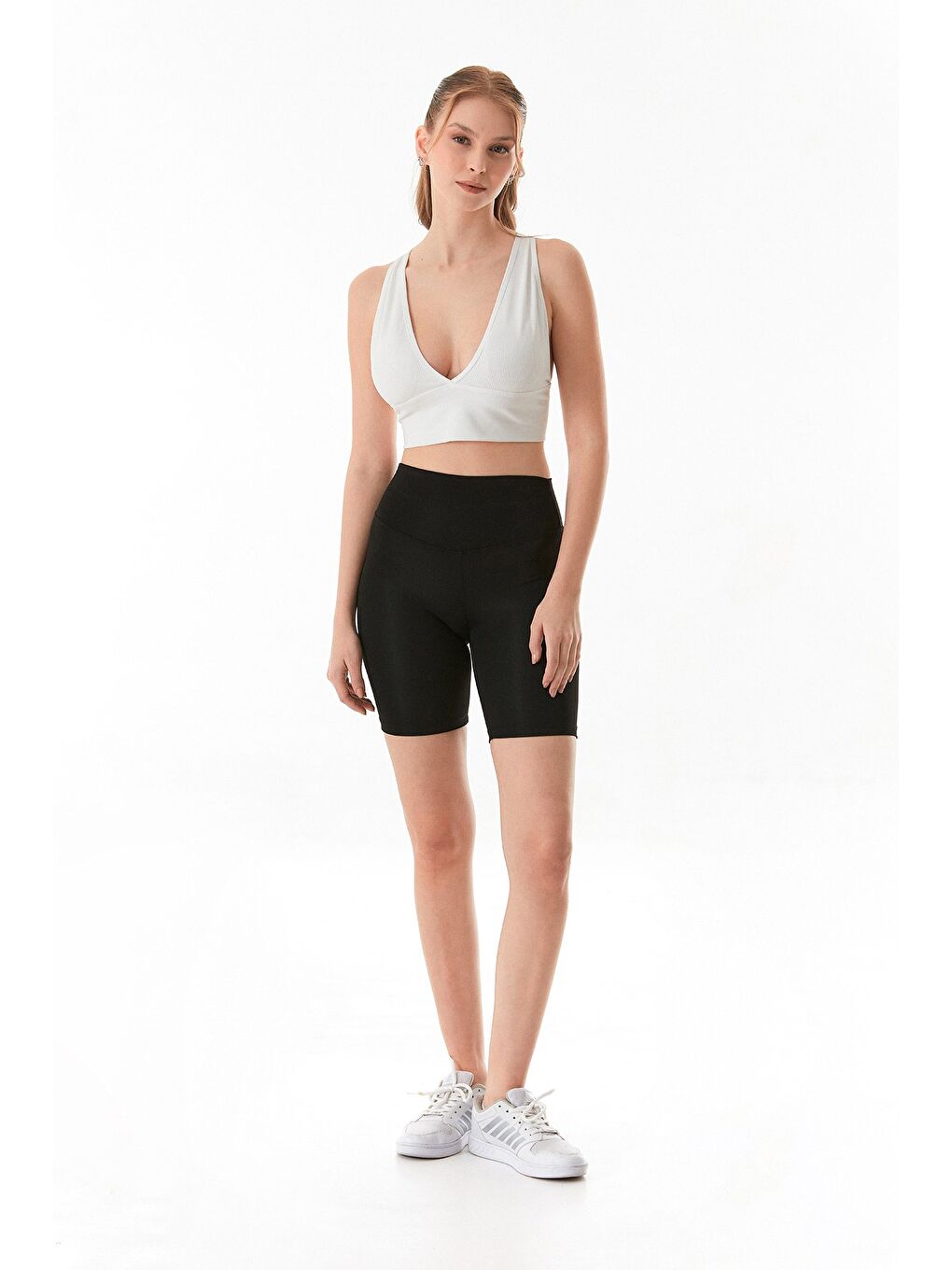 Siyah Basic Yüksek Bel Biker Tayt