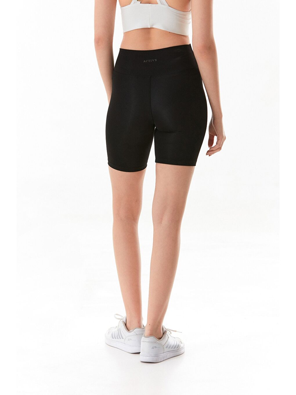 Siyah Basic Yüksek Bel Biker Tayt-4