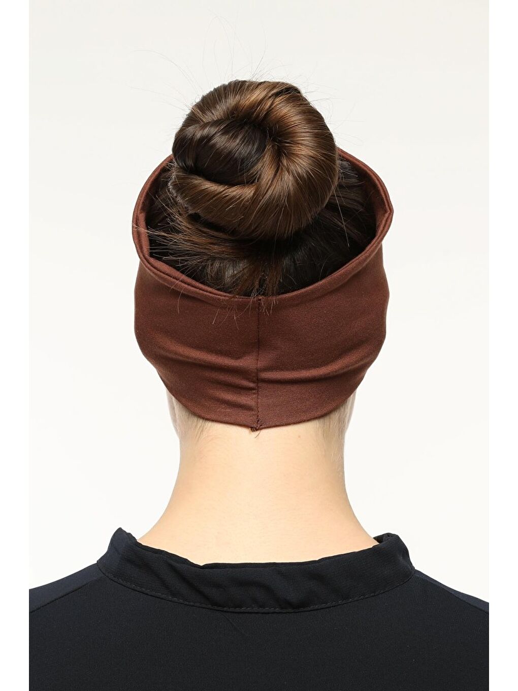 Altobeh Kahverengi Kadın Penye Dikişsiz Tesettür Bandana Bone Spor Saç Bandı - 4