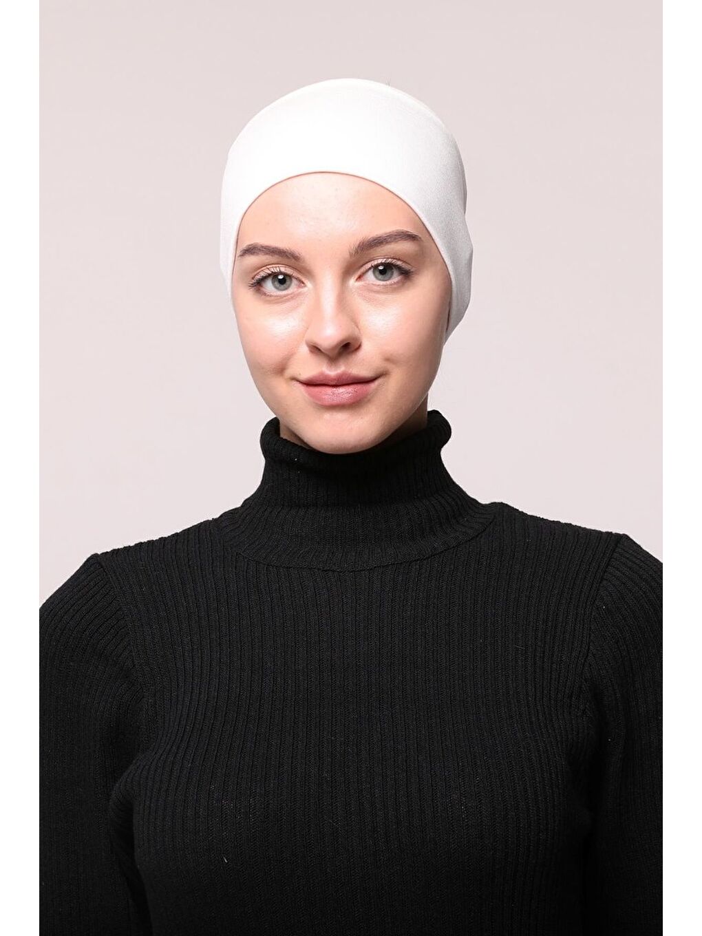 Altobeh Ekru Kadın Penye Dikişsiz Tesettür Bandana Bone Spor Saç Bandı - 1