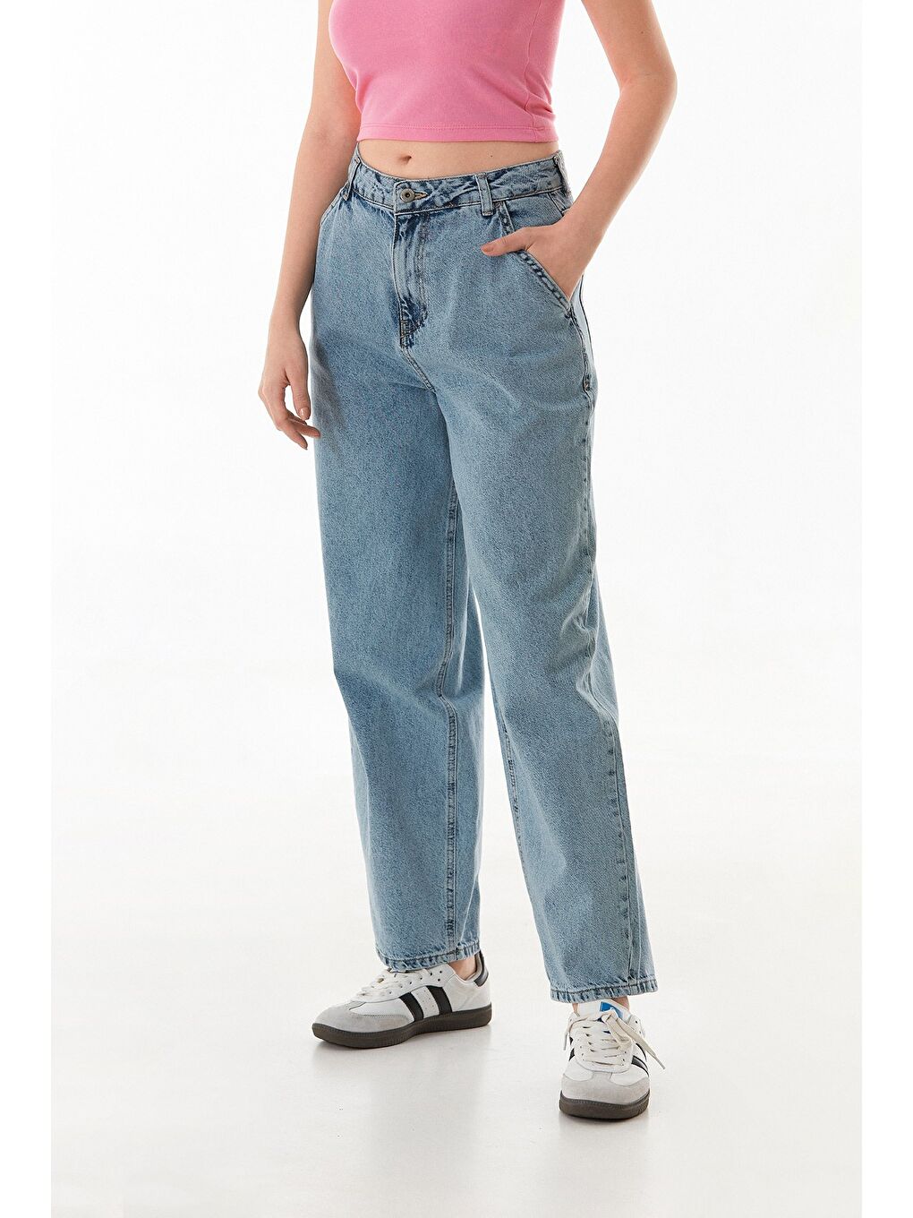 Mavi Fermuarlı Şalvar Jean-1