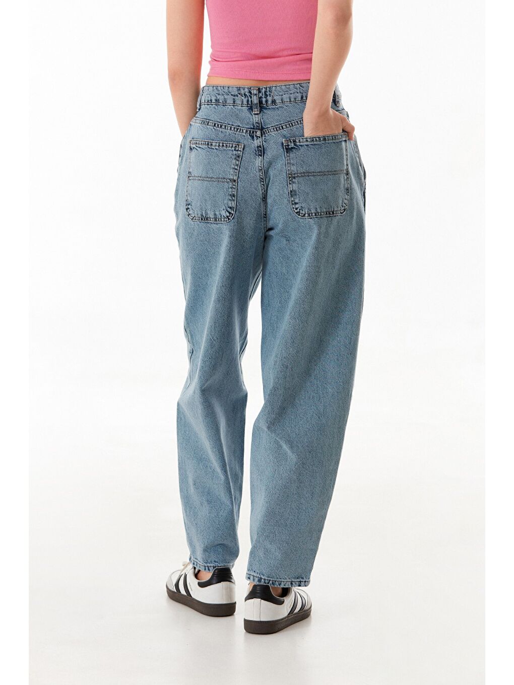 Mavi Fermuarlı Şalvar Jean-3