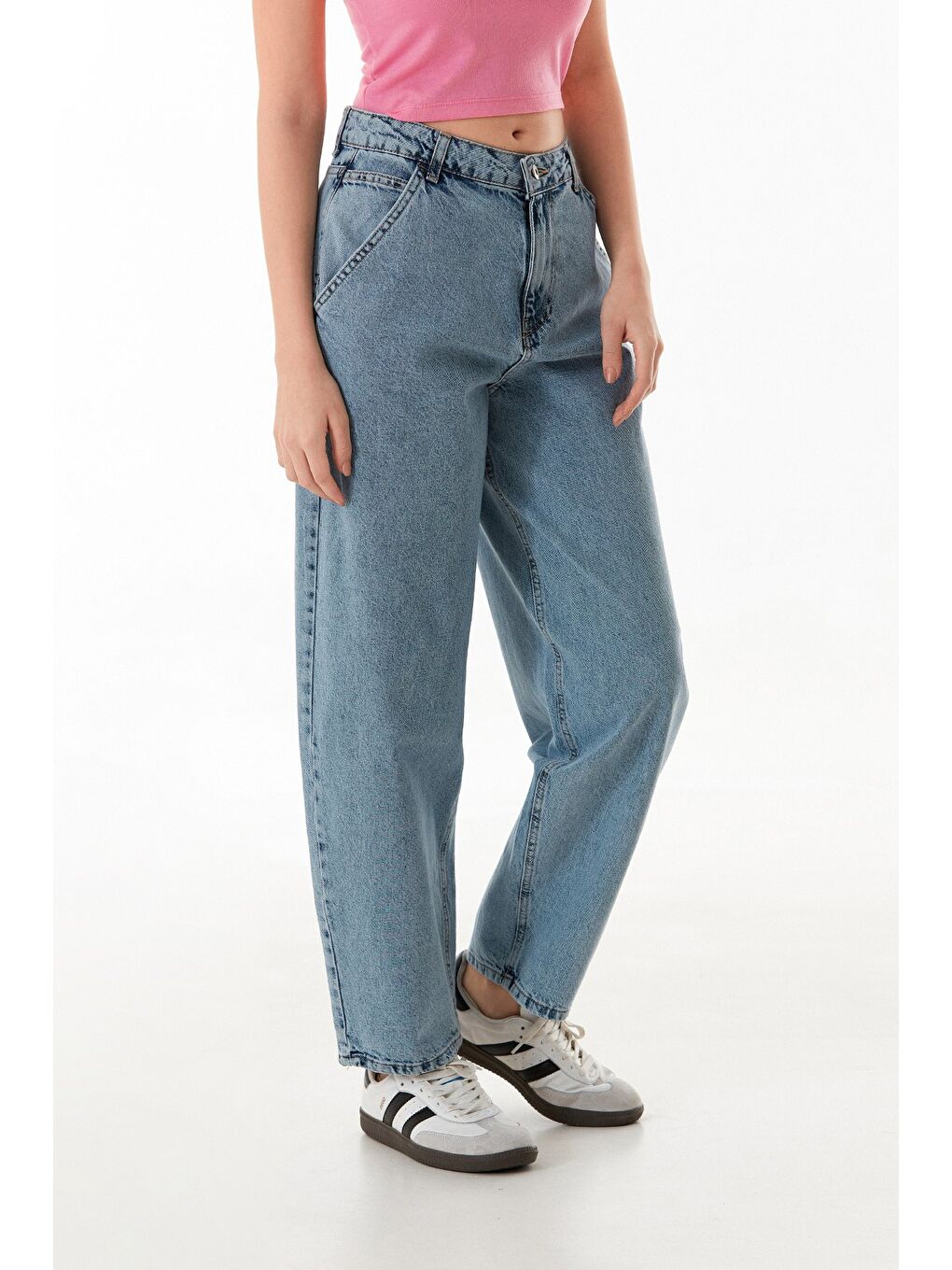 Mavi Fermuarlı Şalvar Jean-4