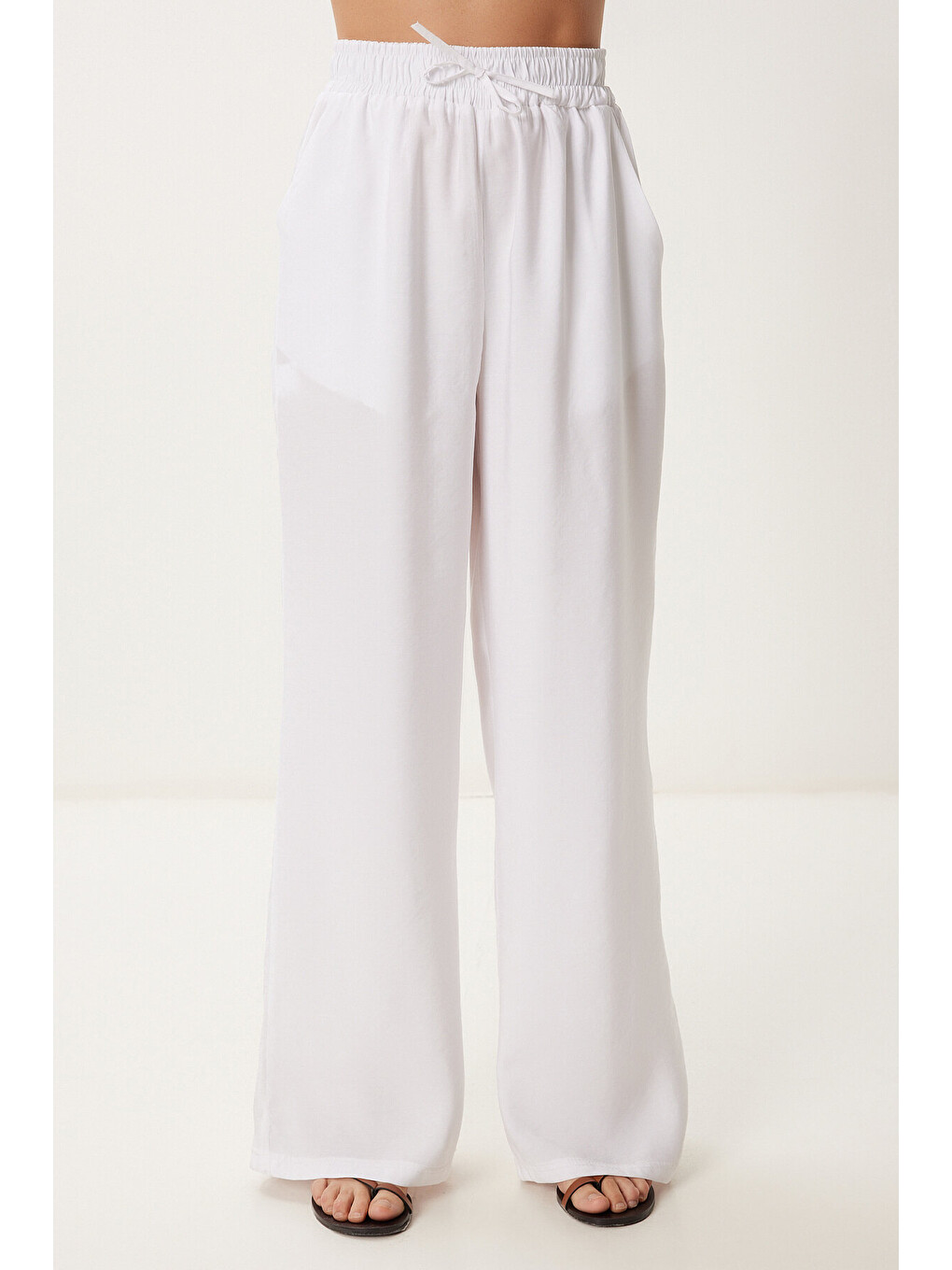 Beyaz Askılı Modal Bluz Pantolon Takım BEYAZ LRV0108-3
