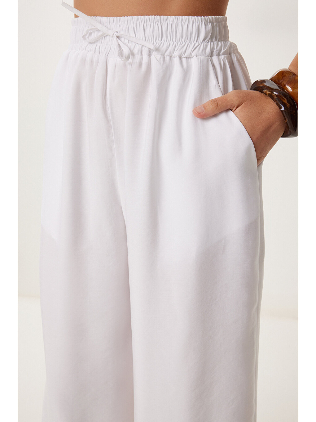 Beyaz Askılı Modal Bluz Pantolon Takım BEYAZ LRV0108-4