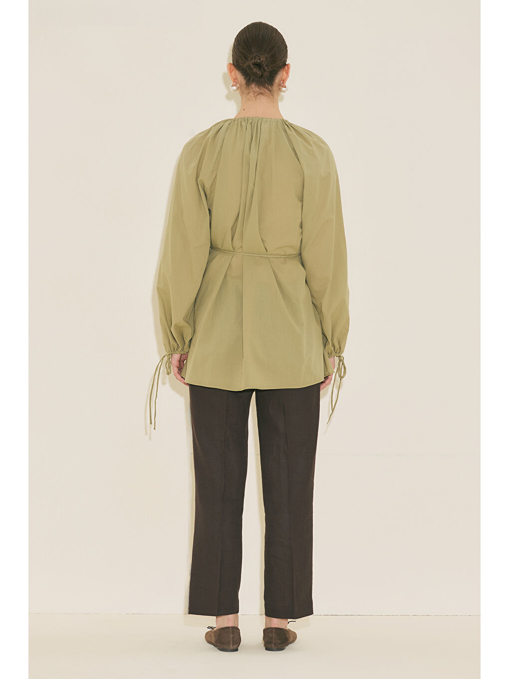 Bağlama Detaylı Tunik Elma Yeşili-3