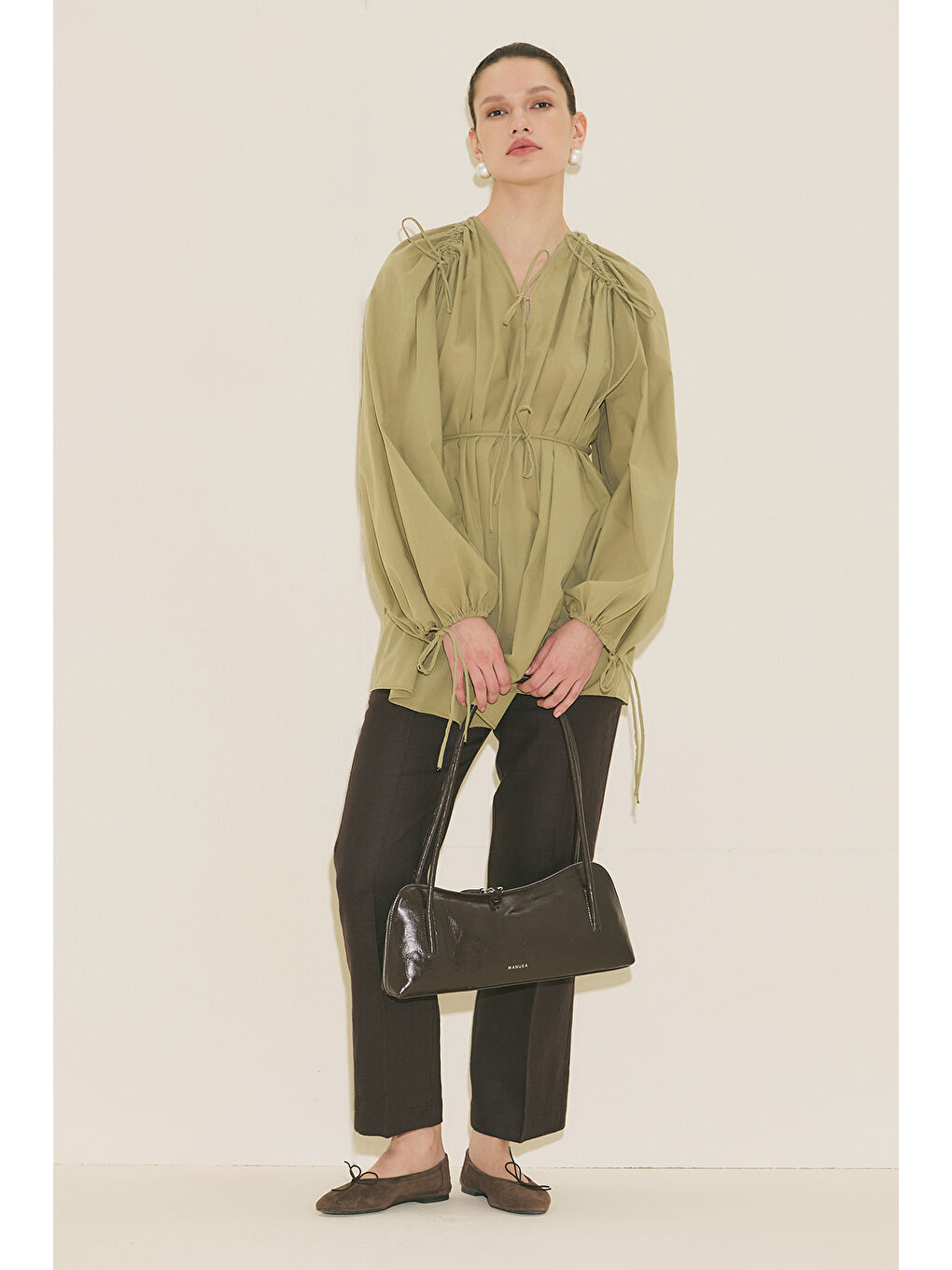 Bağlama Detaylı Tunik Elma Yeşili-5