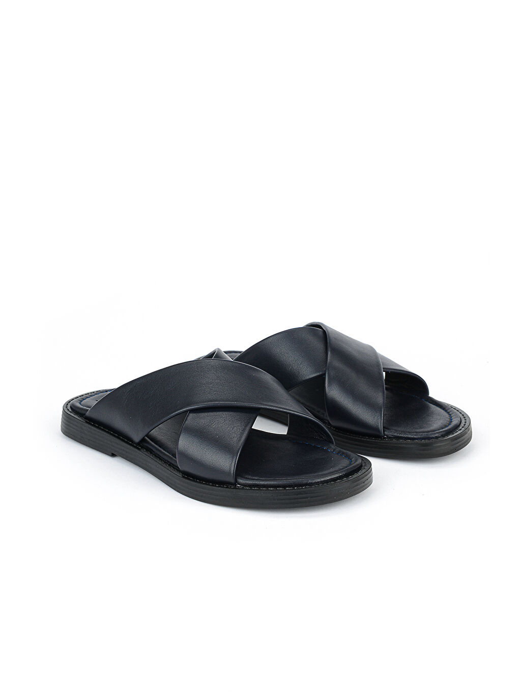 Erkek Hakiki Deri Terlik 1611045ZM153 Lacivert-1