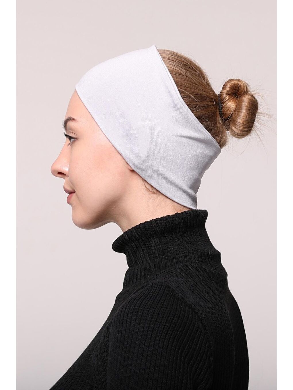 Altobeh Gri Kadın Penye Dikişsiz Tesettür Bandana Bone Spor Saç Bandı - 2