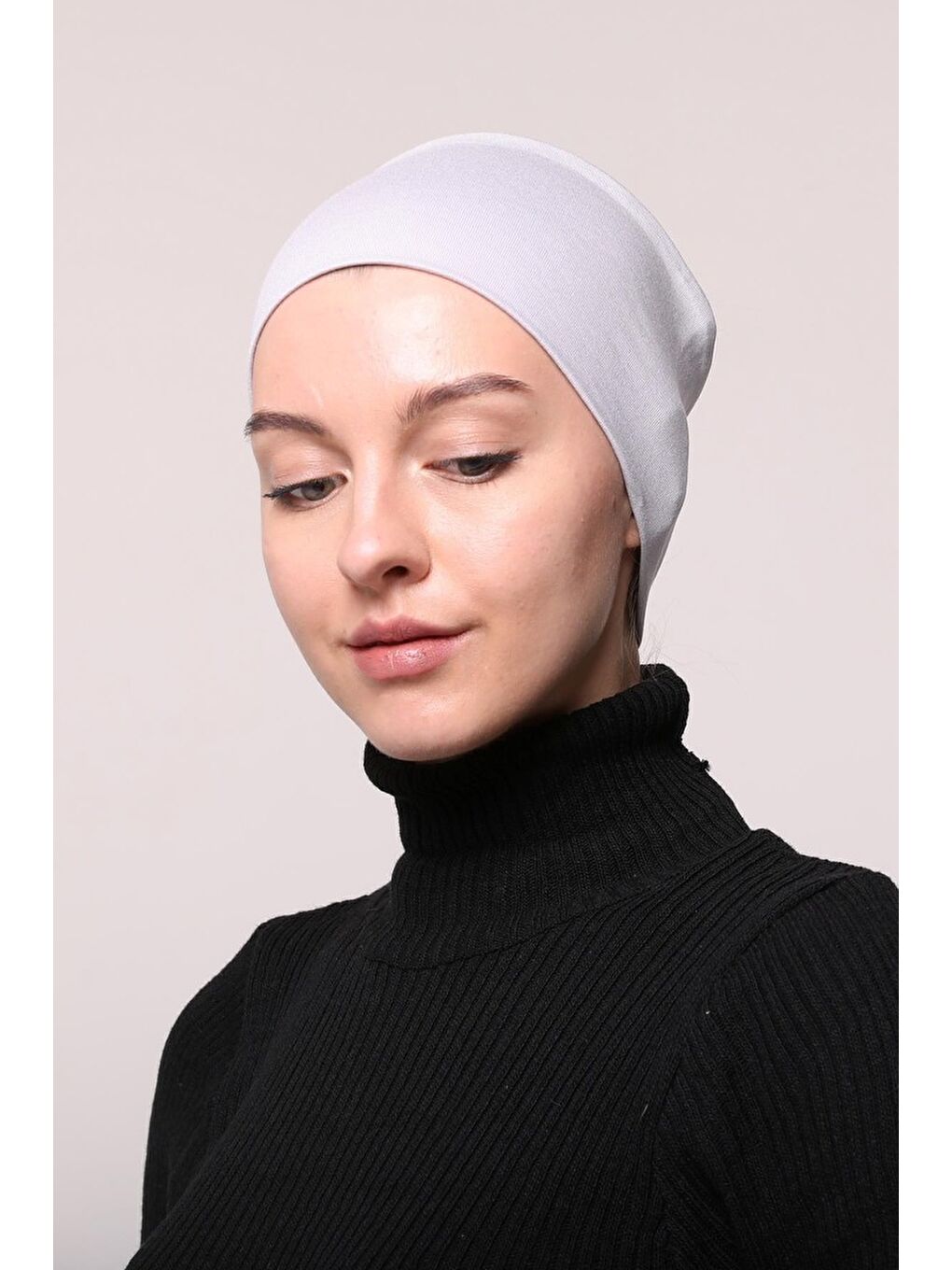 Altobeh Gri Kadın Penye Dikişsiz Tesettür Bandana Bone Spor Saç Bandı - 3