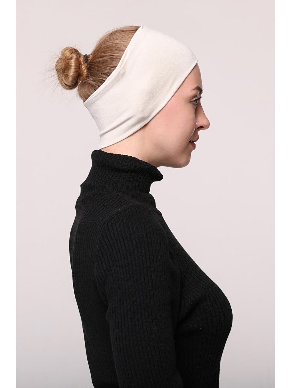 Altobeh Ekru Kadın Penye Dikişsiz Tesettür Bandana Bone Spor Saç Bandı